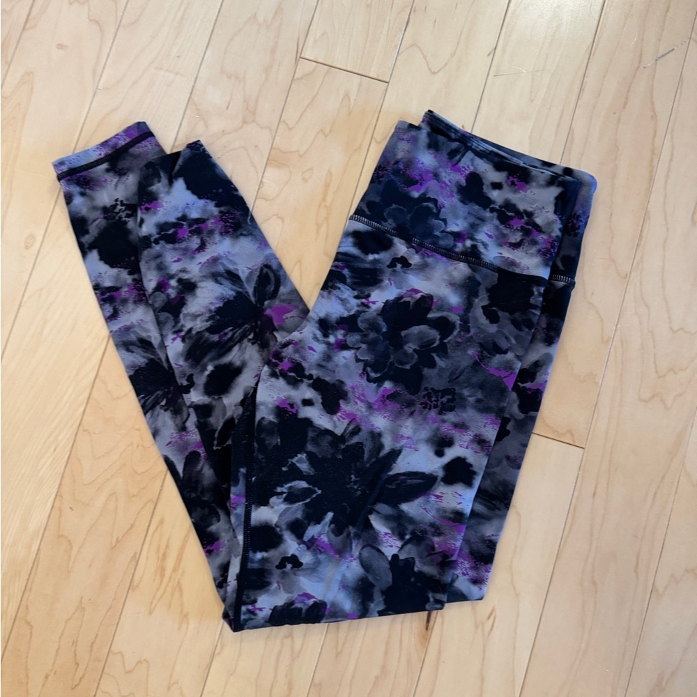 ZYIA Black and Purple Floral Leggings